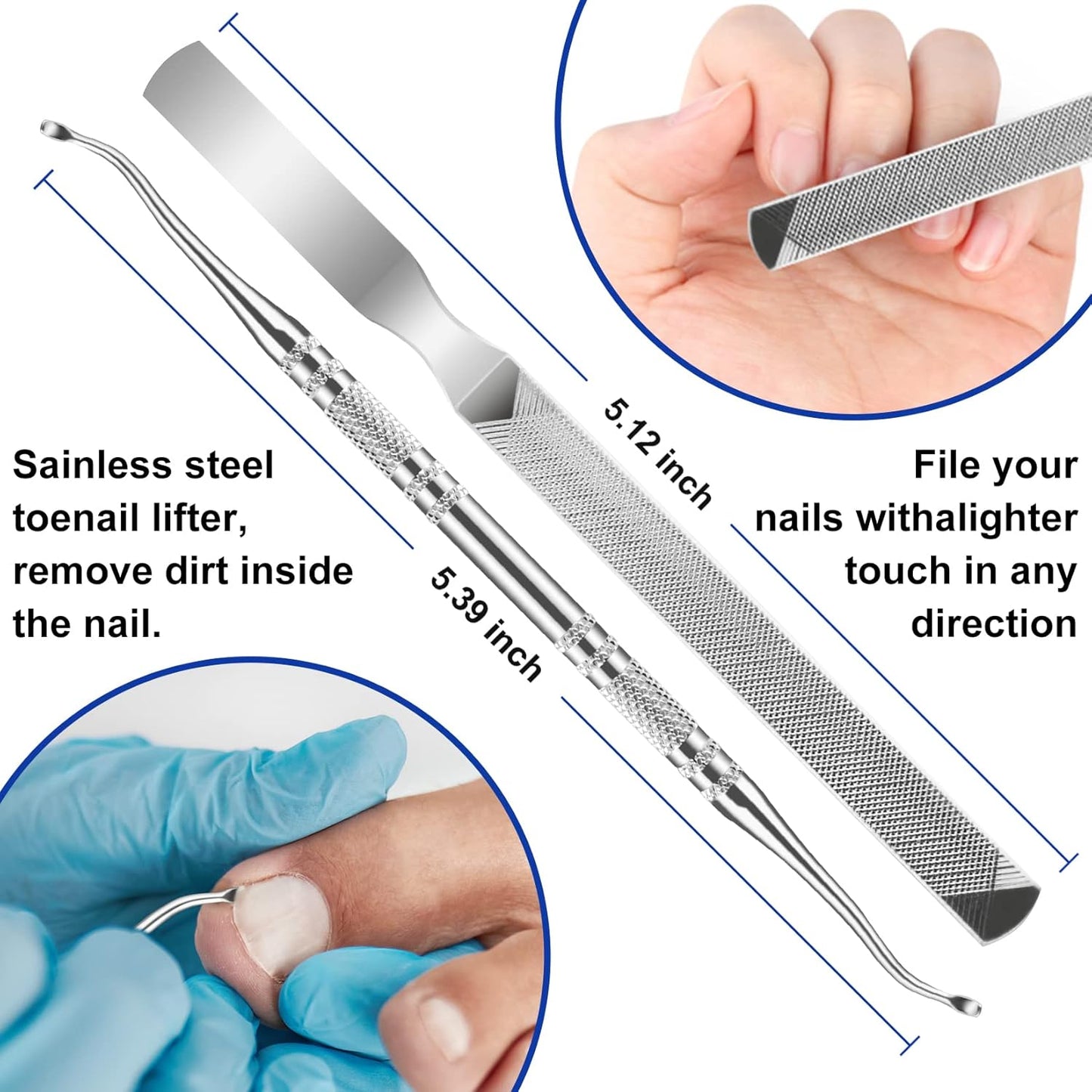 JTIEO Ingrown Toenail Tool 7PCS Upgraded Toenail Clippers Ingrown Toenail Treatment Pedicure Tools Professional Tool Set for Ingrown & Thick Nail Stainless Steel Ingrown Toenail Removal Kit