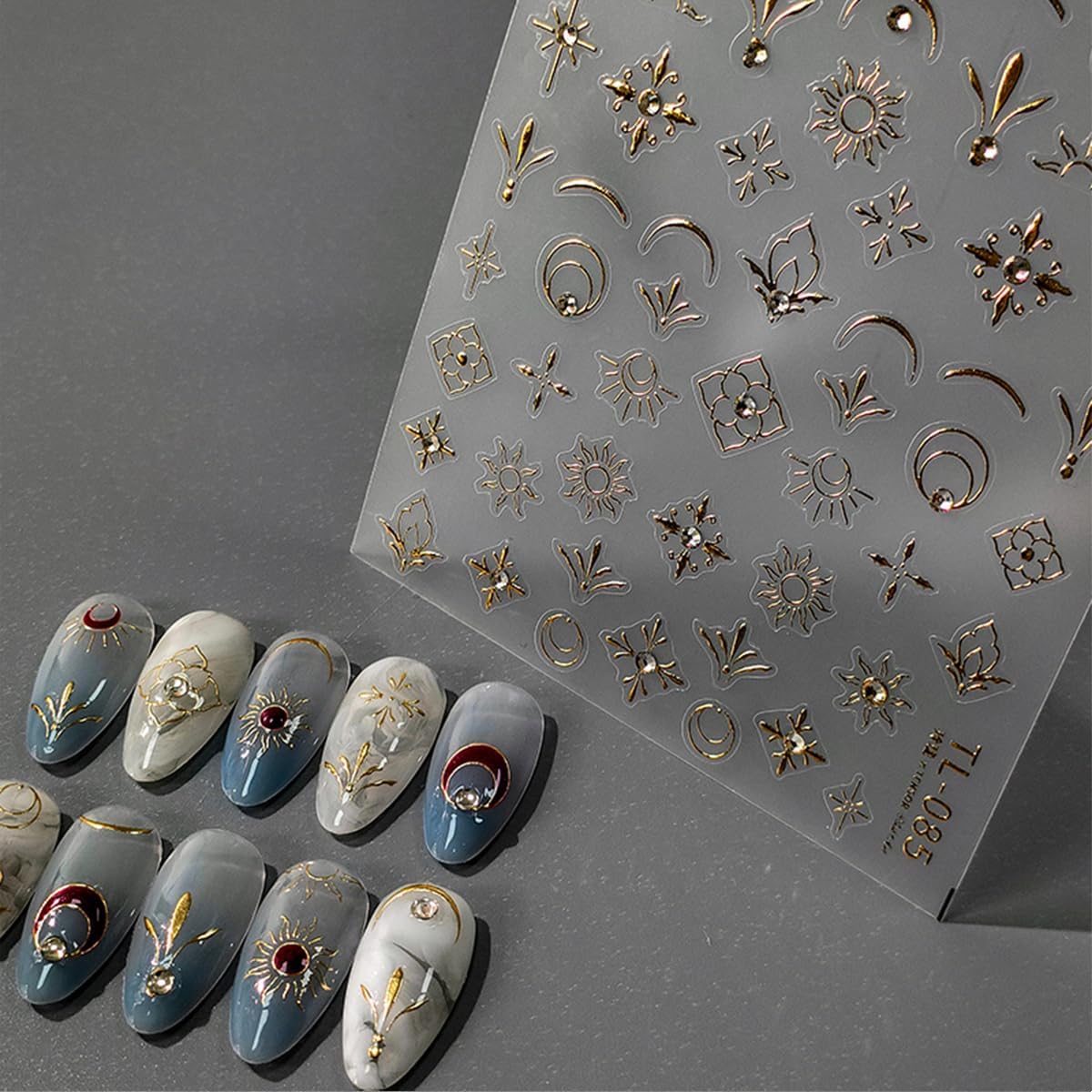 Gold Flower Nail Art Stickers 5D Embossed Retro Nail Decals Bohemia Flower Designs Self Adhesive Gel Nail Art Supplies Accessories Colorful Nail Stickers for Women Nail Decoration