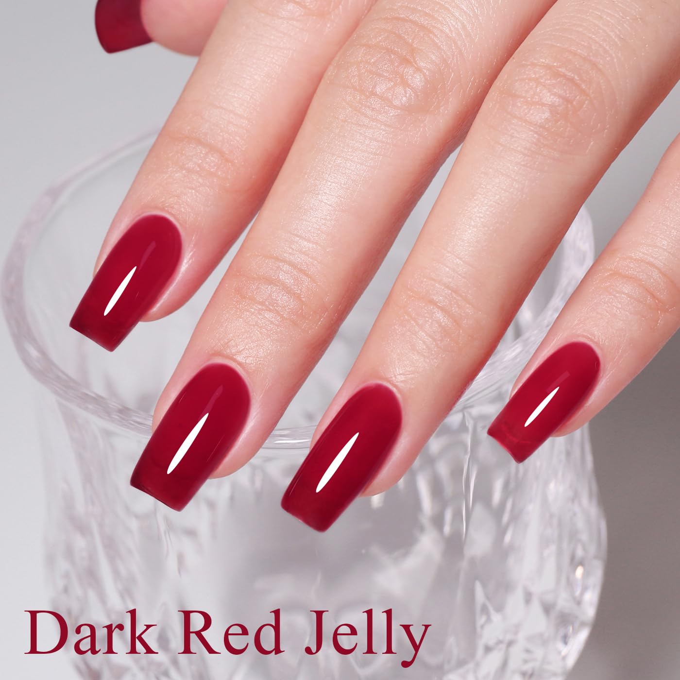 Imtiti Jelly Gel Nail Polish, Dark Red Sheer Jelly Nail Gel Polish Autumn Winter Translucent Art Manicure Soak Off UV LED Salon DIY Design 10ML