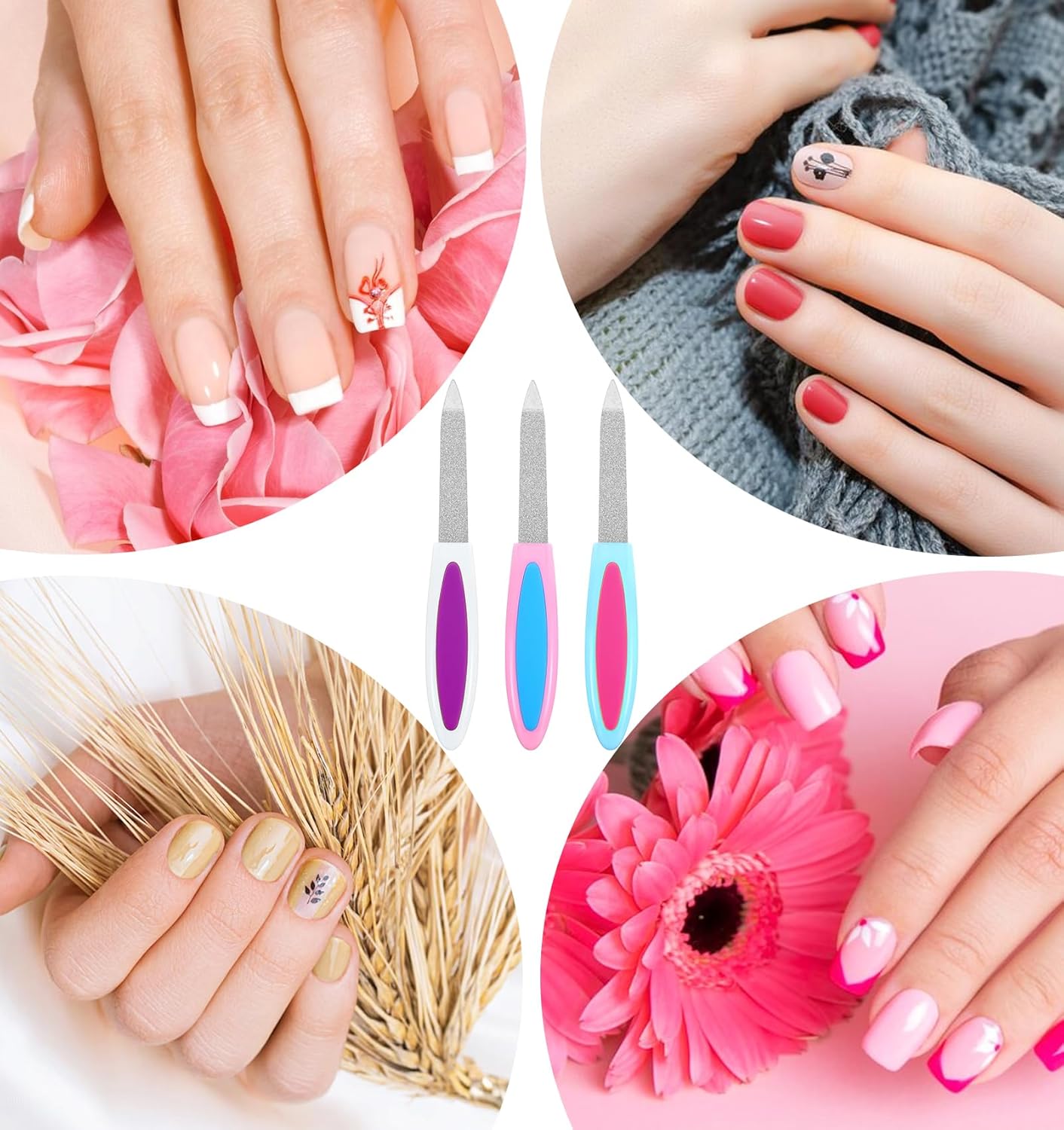 9PCS Nail File Metal Nail Files, Sword-Shaped Metal Nail Files for Women, Stainless Steel with Non-Slip Handle and Sharp Tip