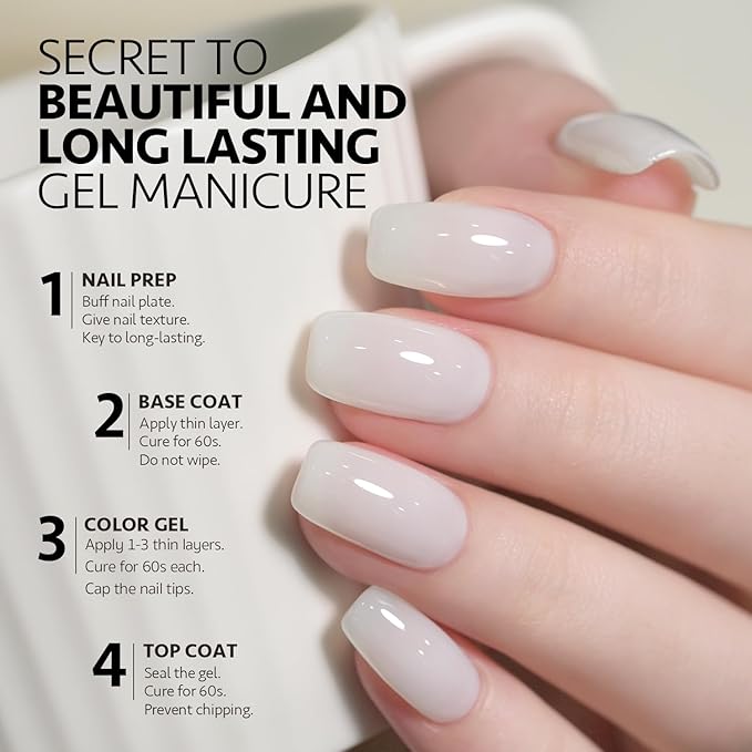 GAOY Jelly Gel Nail Polish, 16ml Sheer Translucent Soak Off Gel Polish, UV Light Cure for Nail Art DIY, 2899 Jelly White