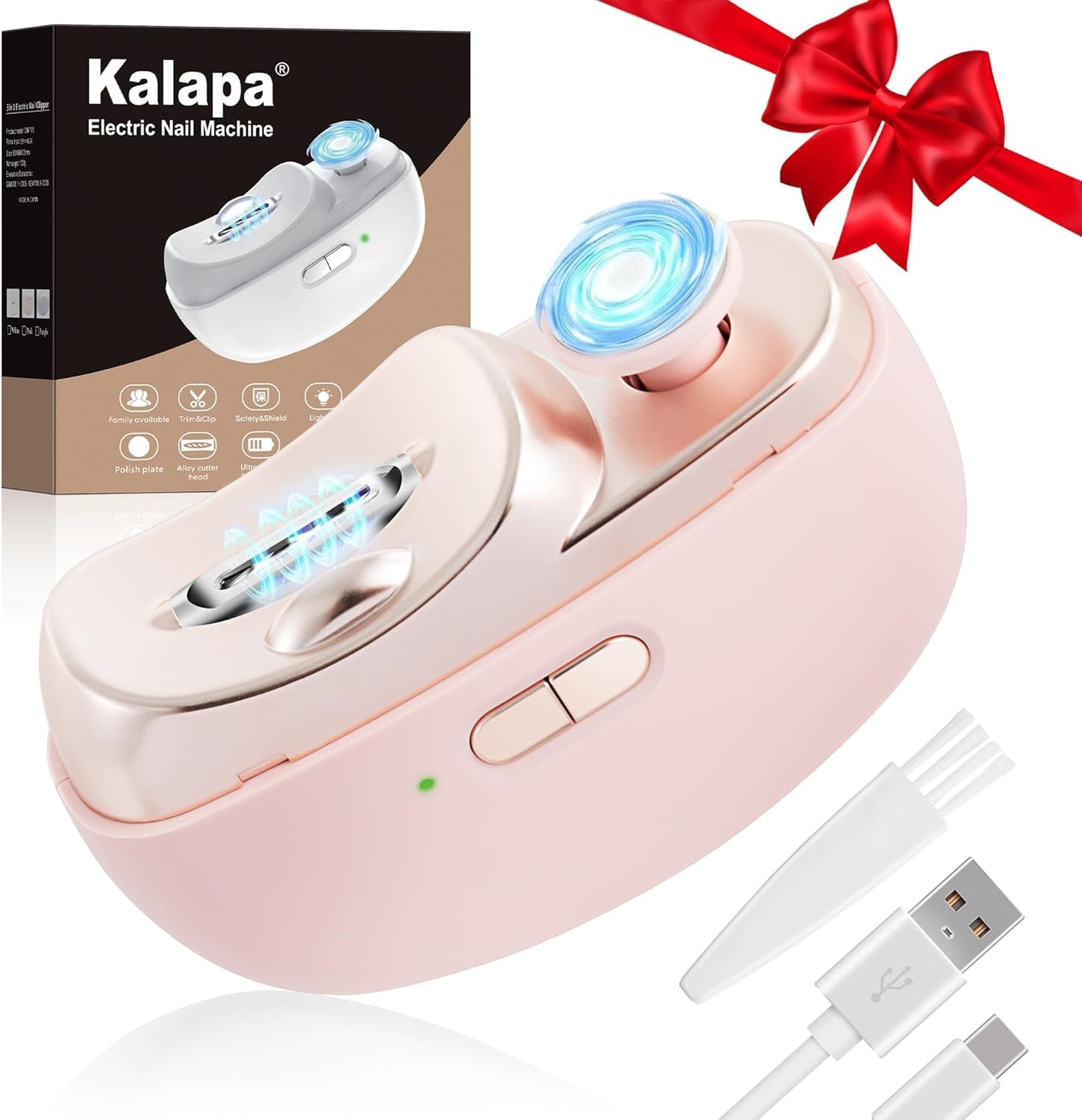 Electric Nail Clipper Upgraded 3 in 1 Automatic - with Polishing, Dust Storage & LED Light, Nail File Toenail Trimmer, Gifts for Women Men Mom Her Him Kids Adults Senior Baby Teacher Students (Pink)