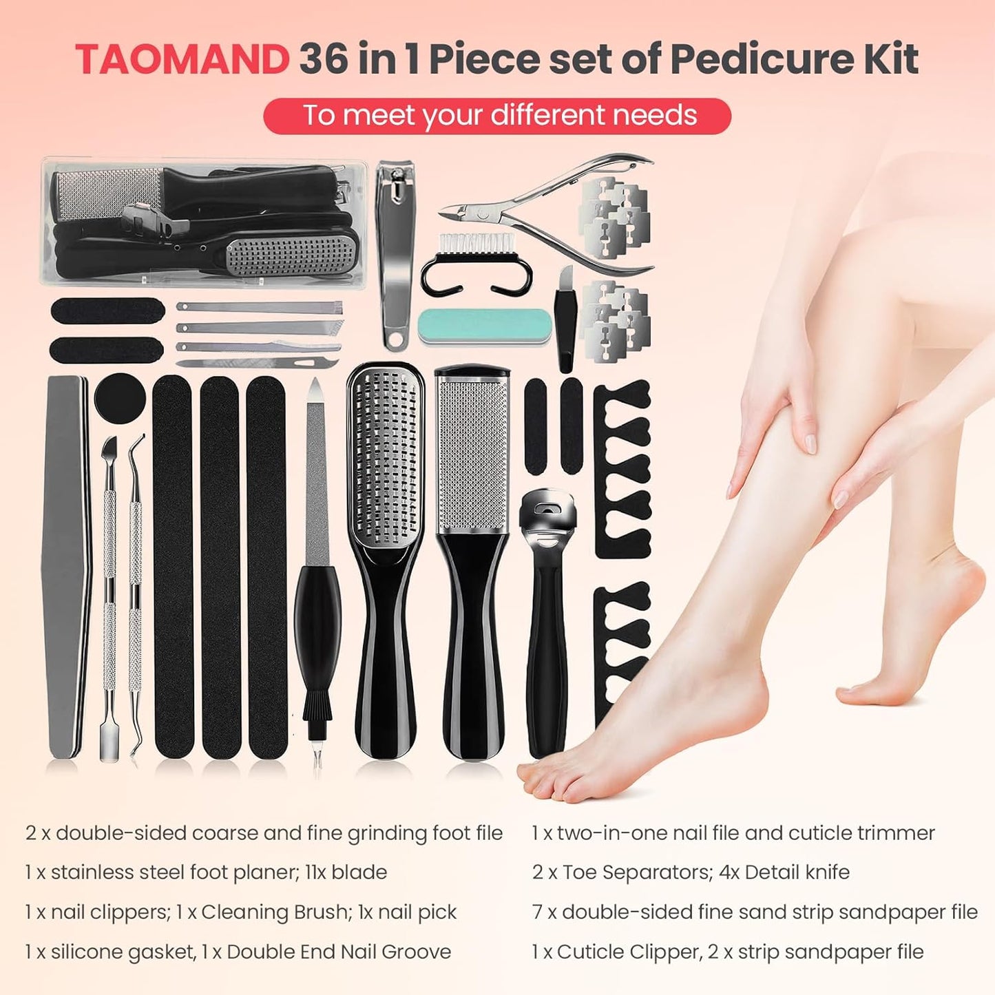 Electric Foot Callus Remover with 36 in 1 Pedicure Kit | Adjustable Speed | Mini Portable | 60 Pcs Sandpaper Discs | Professional Electric Callus Remover for Feet for Dead Skin and Calluses