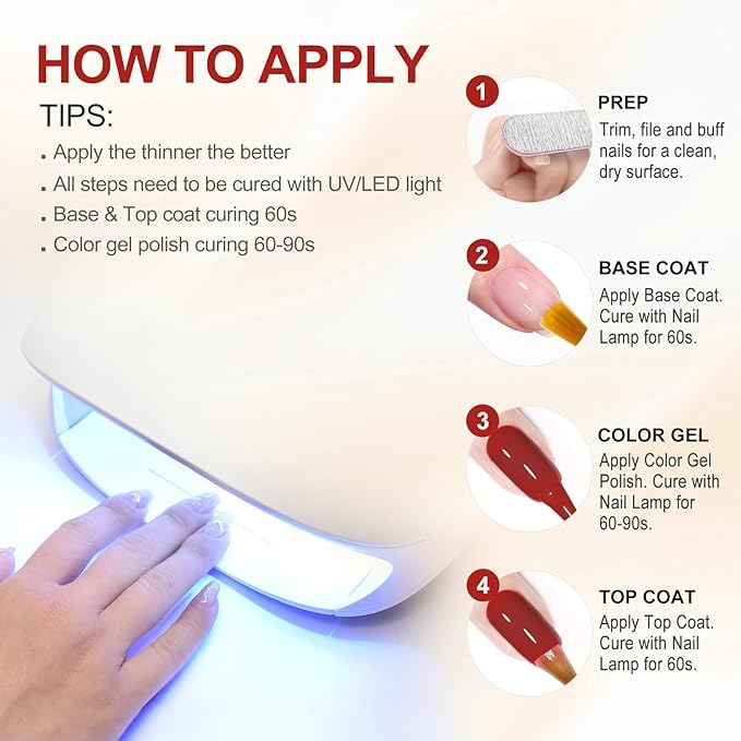 VENALISA 10 ML Jelly Gel Nail Polish Set with DIY Nail tips Kit, 5 Pcs Transparent Yellow Orange Red Brown White Gel Polish Color High Gloss Soak Off U V Nail Manicure Salon DIY