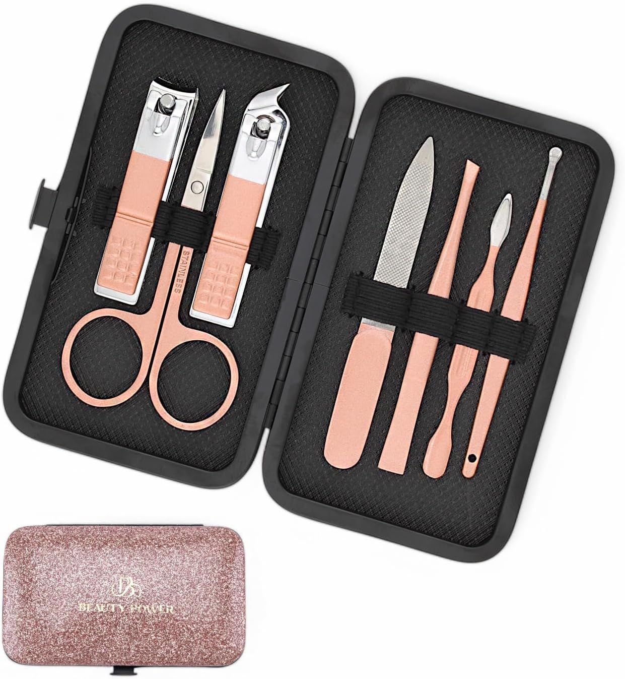 Manicure Set Nail Clipper Kit Personal Care Manicure Pedicure Set Mens Womens Accessories Nail Grooming Kit Personal Care Set (Pink and Black)