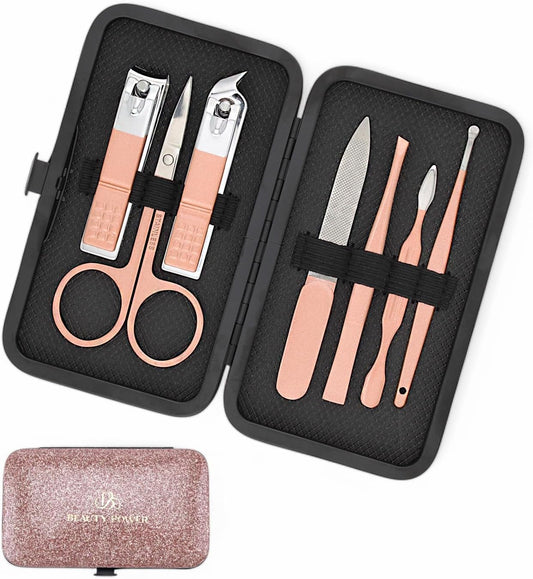 Manicure Set Nail Clipper Kit Personal Care Manicure Pedicure Set Mens Womens Accessories Nail Grooming Kit Personal Care Set (Pink and Black)