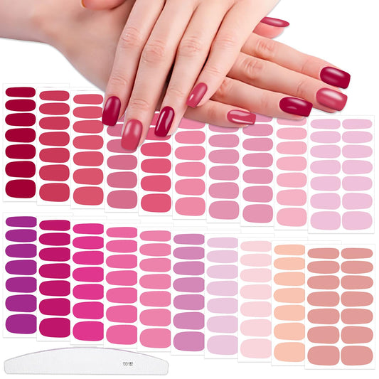 WOKOTO 20 Sheets 440 Pieces Toe Nail Polish Stickers Full Wraps for Women, Solid Nail Polish Strips for Toe Nails, Stick On Nails for Women Gel Nail Strips DIY Nail Art Stickers