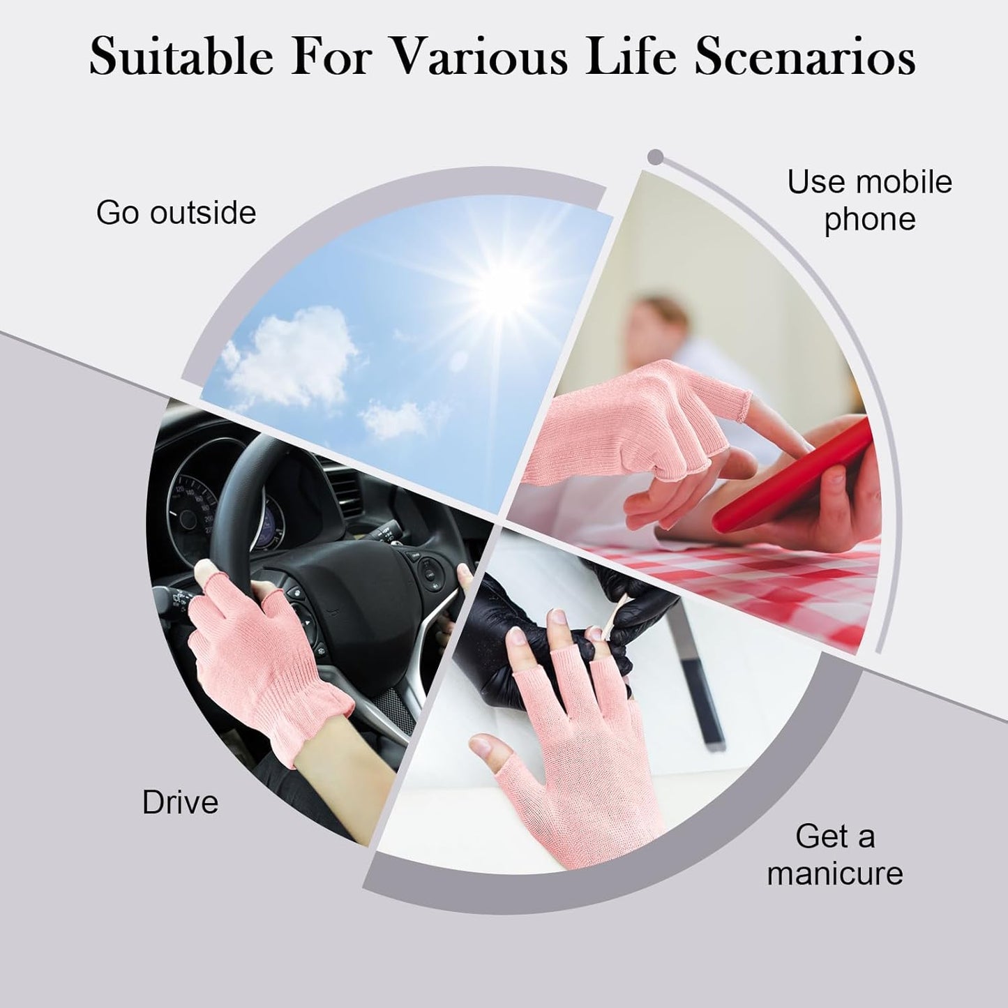 MIG4U Fingerless Moisturizing Gloves, Half Finger Touchscreen Beauty Glove for Eczema, SPA, Dry Hands, Skin Treatment, Summer Sun UV Protection, Pink, 3 Pairs S/M