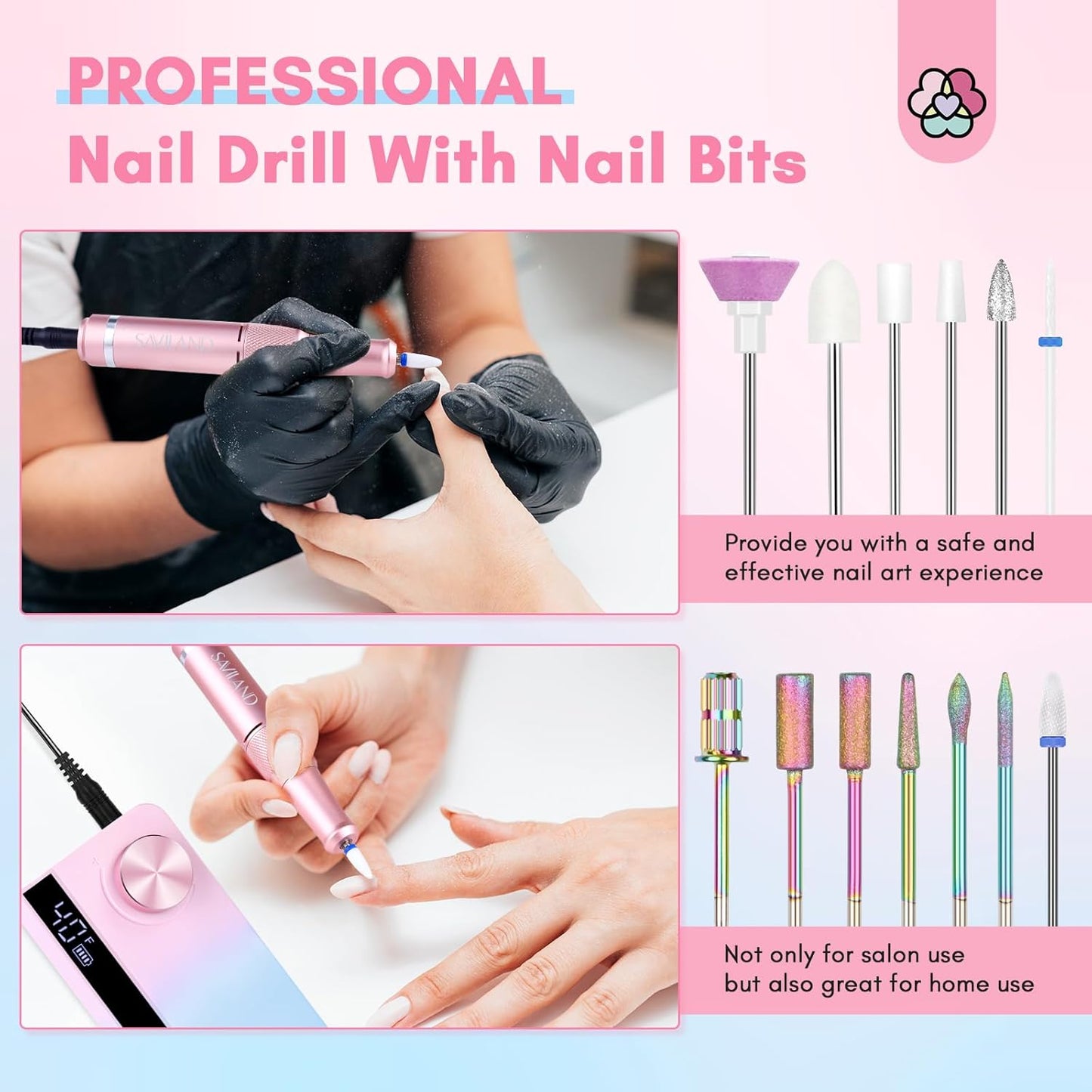 SAVILAND Advance Nail Drill Professional: 40000 RPM Upgrad E File 2025 Digital Pro Electric Cordless Fast Remover Anti-Shaking | Manicurist Nail Salon Superior Compactible for Acrylic Nails