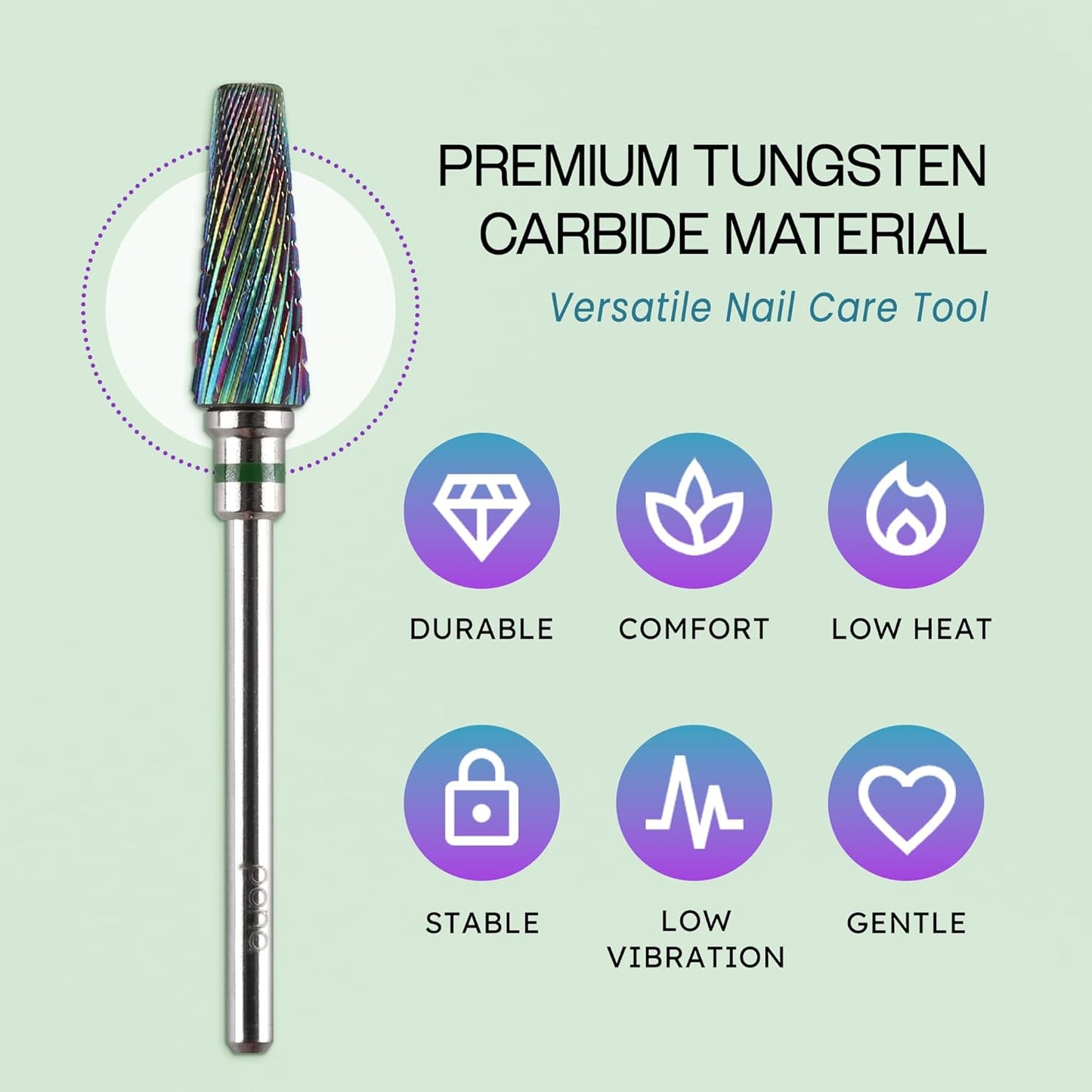 PANA 5-in-1 Pro Upgraded Multi-Function Drill Bit 3/32" Shank Size - (Rainbow, 2X Coarse to 2X Fine) - Mix Size Tungsten Drill Bit Fast Remove Acrylic Hard Gel Nail for Manicure Pedicure