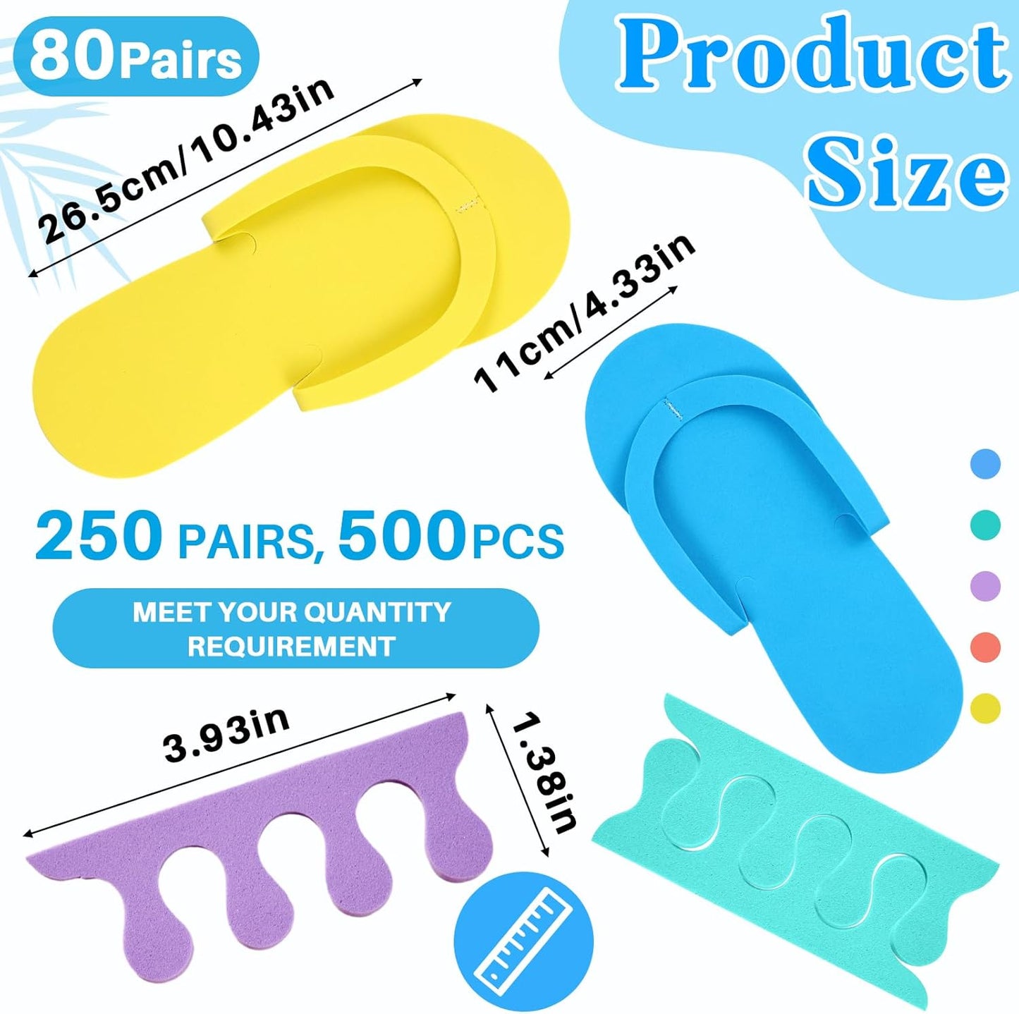 300 Pairs Disposable Pedicure Slippers and Toe Separators Kit Include 80 Disposable Foam Pedicure Flip Flops 220 Pairs Toe Separators for Women Nail Spa