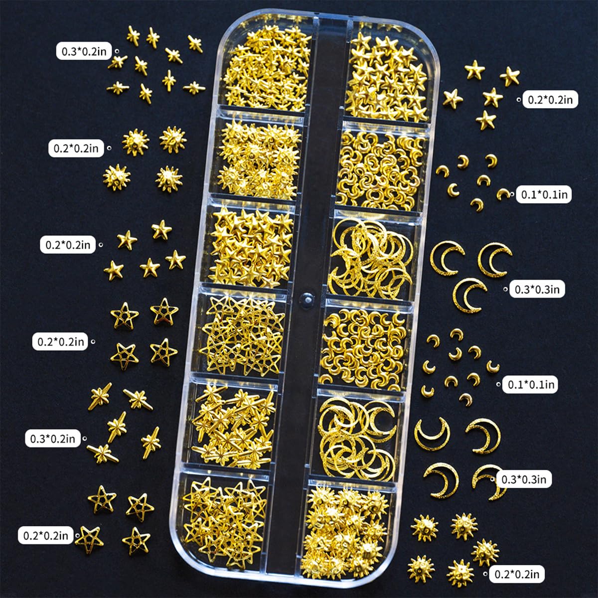 30 Sheets Gold Nail Art Sticker 3D Self-Adhesive Gold Star Moon Heart Line Nail Decals with 3D Nail Art Metal Charms Gold Metal Nail Art Design Nail Supplies for Women Manicure Kit Nail Art Decoration