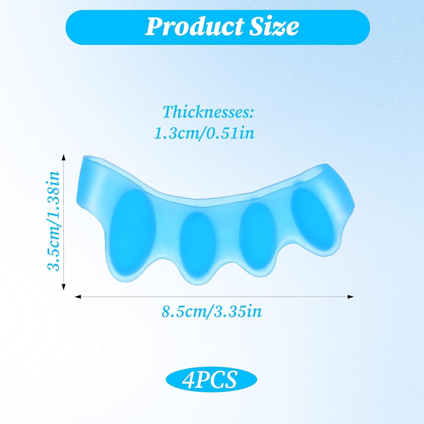 4Pcs Toe Separators for Women and Men, Hammer Toe Straightener Toes Spacers Bunion Corrector Plantar Fasciitis Relief Overlapping Toes Corrector for Foot Health and Pain Relief