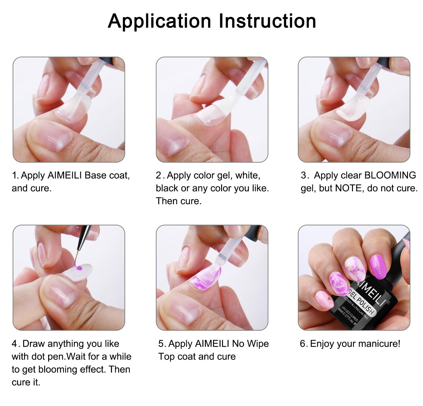 AIMEILI Blooming Gel Nail Polish, Hema Free, Cruelty Free, Vegan, Spreading Effect Sheer Painting Gel Nail Art Supplies for Nail Art Design