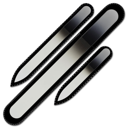 Mont Bleu 3-Piece Glass Nail File Set - Medium Grit - Handmade in Czech Republic
