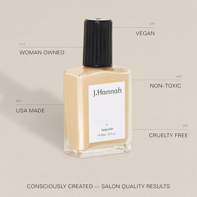 J. Hannah Nail Polish – Vegan, Non-Toxic, Cruelty-Free, Gluten-Free, Long Lasting, USA Made, Neutral Soft, Caramel White Color (Marzipan)