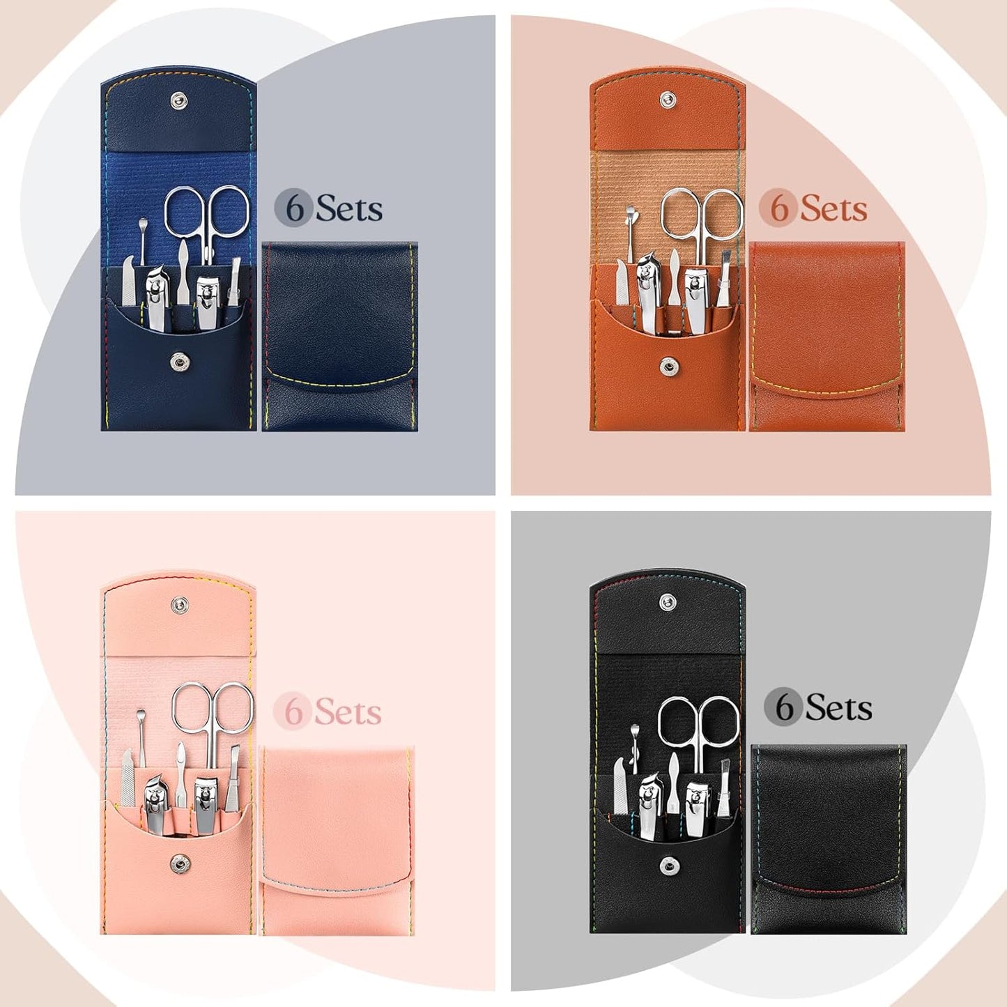 Lasnten 24 Set Christmas Manicure Set Bulk Nail Clippers Grooming Nail Kit Stainless Steel Professional Pedicure Kit Pedicure Tools with Travel Case Gifts for Xmas Men Women(7 in 1,Fresh Colors)