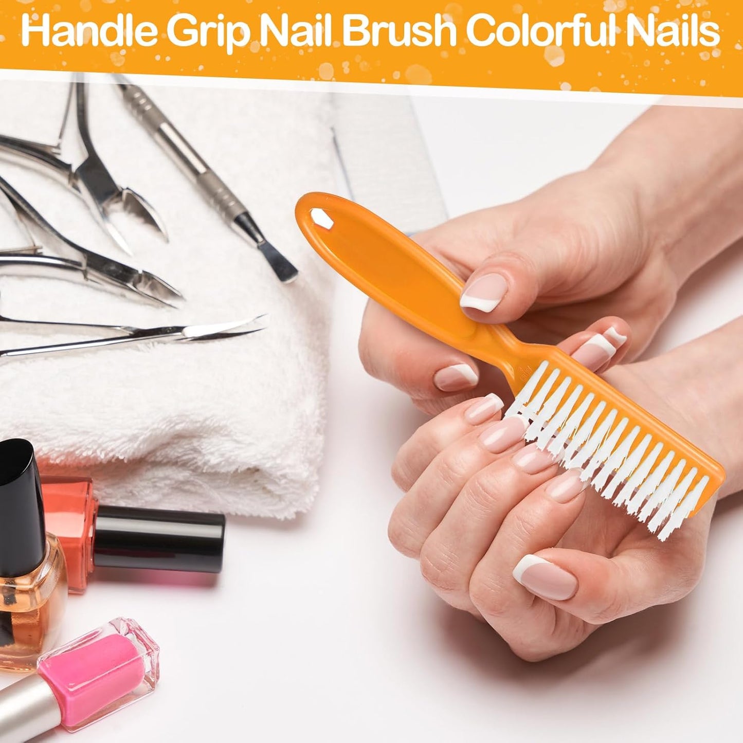 Mifoci 120 Pcs Handle Grip Nail Brush for Cleaning Fingernails Cleaner Scrub Brush Bulk Hand Cleaning Brushes Soft Stiff Bristles Pedicure Manicure Tools for Nail and Toe(Neon Color)
