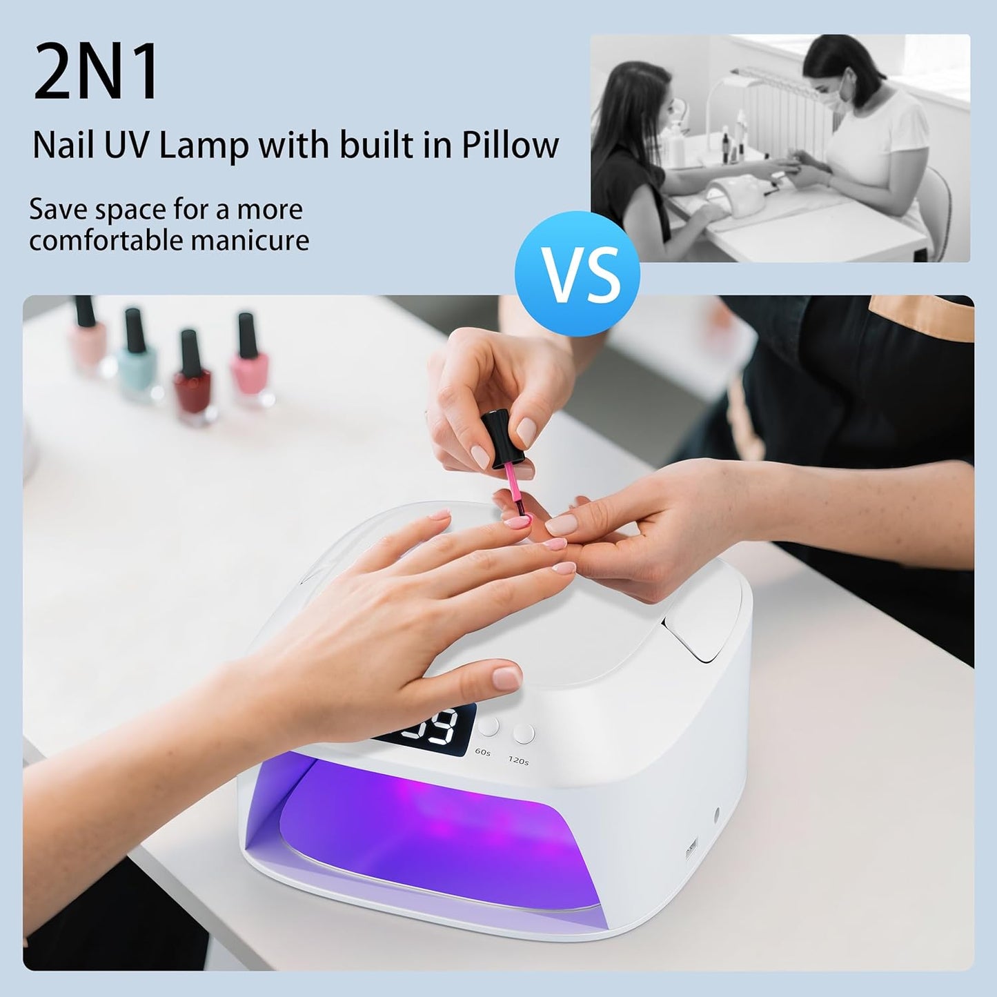 UV Gel Nail Lamp LED Nail Light Fast Dryer for Gel Polish Curing with Arm Rest Portable Handle 4 Timers Automatic Sensor Double Led Display