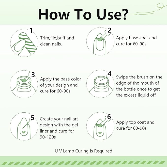 JODSONE 10ml Art Gel Liner Dark Green Gel Nail Polish Need U V Lamp Cured Gift for Girls at Home Salon Design