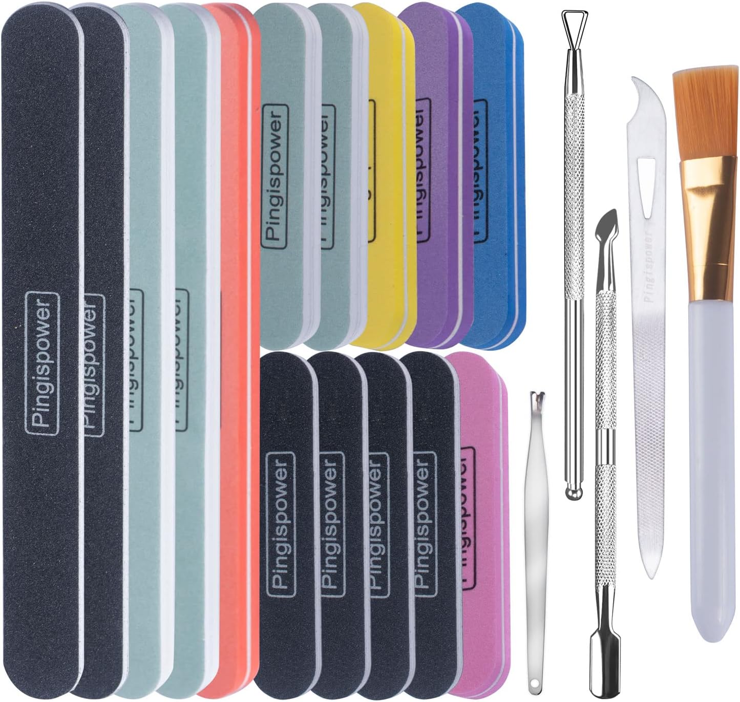 Nail Files and Buffers, 20PCS Professional Nail File & Nail Polishing Buffer Block for Natural Nails, 100/180 & 600/3000 Grit Reusable Manicure Kit for Women, Travel Home and Salon