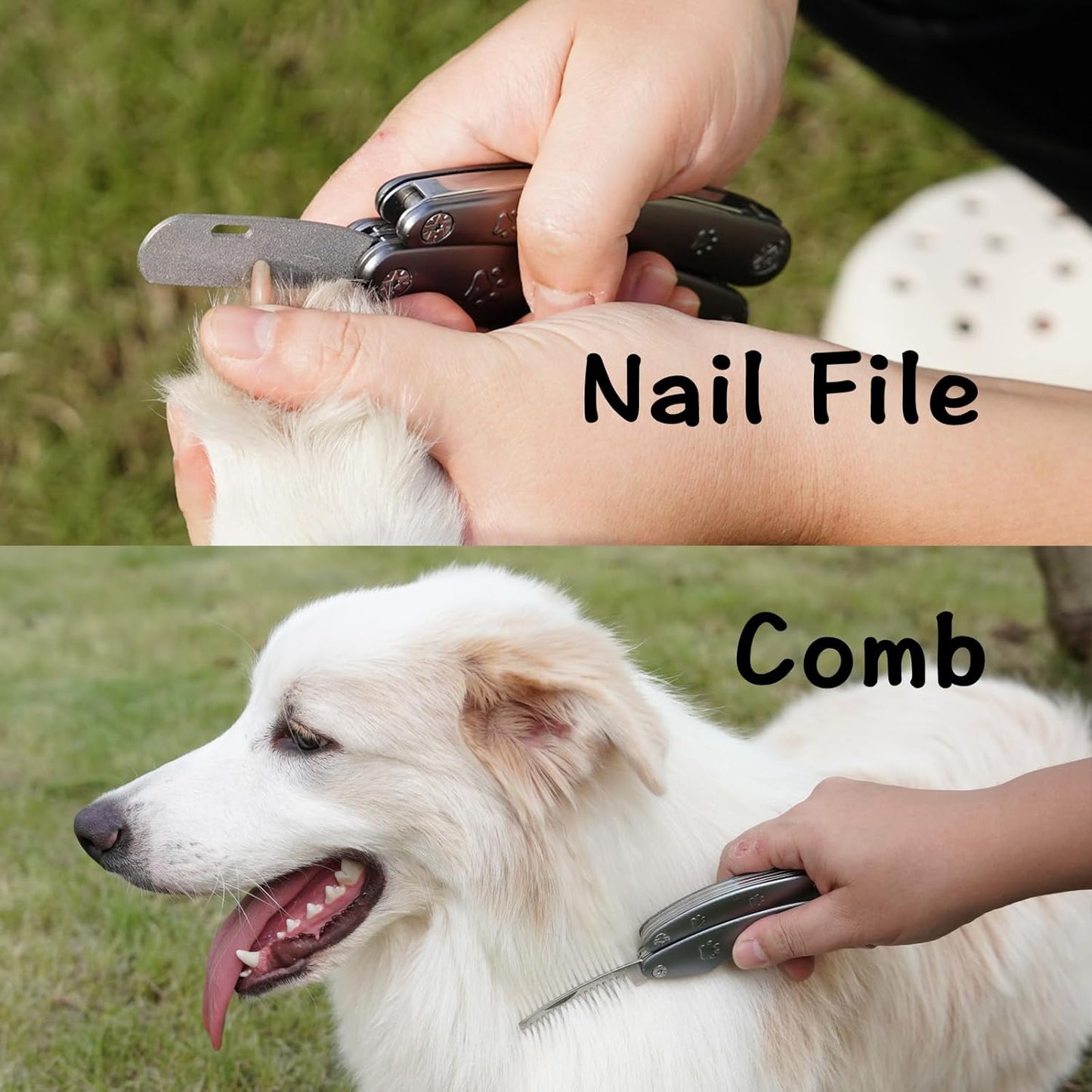 2025 Quiet Design Dog Nail Clippers for Anxiety Sensitive Dogs, Sharp Cut Through Thick Nail in One Squeeze, 3 in 1 Compact Build-in Nail File & Comb, Heavy Duty