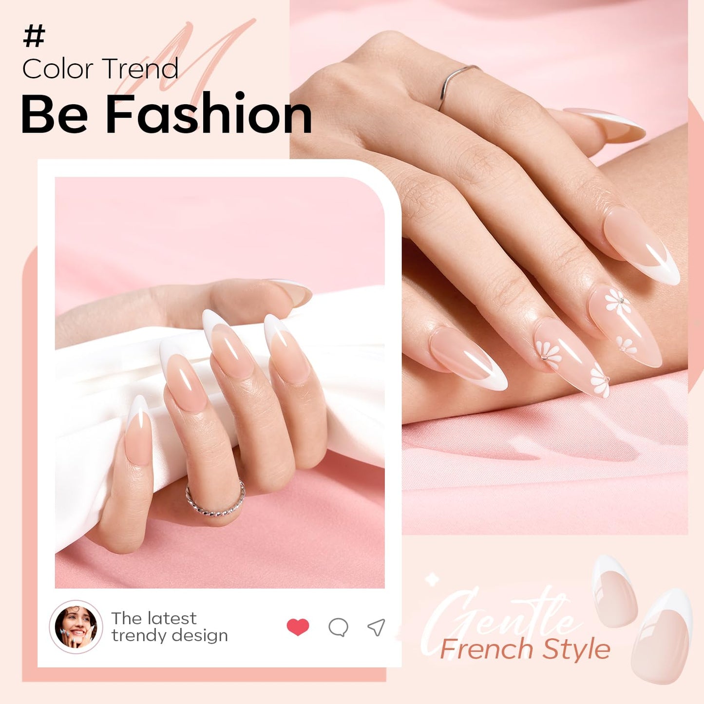 modelones French Tip Gel Nail Polish Set 2 Pcs 15ml White and Nude Pink French Manicure Kit Jelly Nude Soak Off U V LED Natural Base Color Gel Polish Nail Art Home DIY Gift for Women