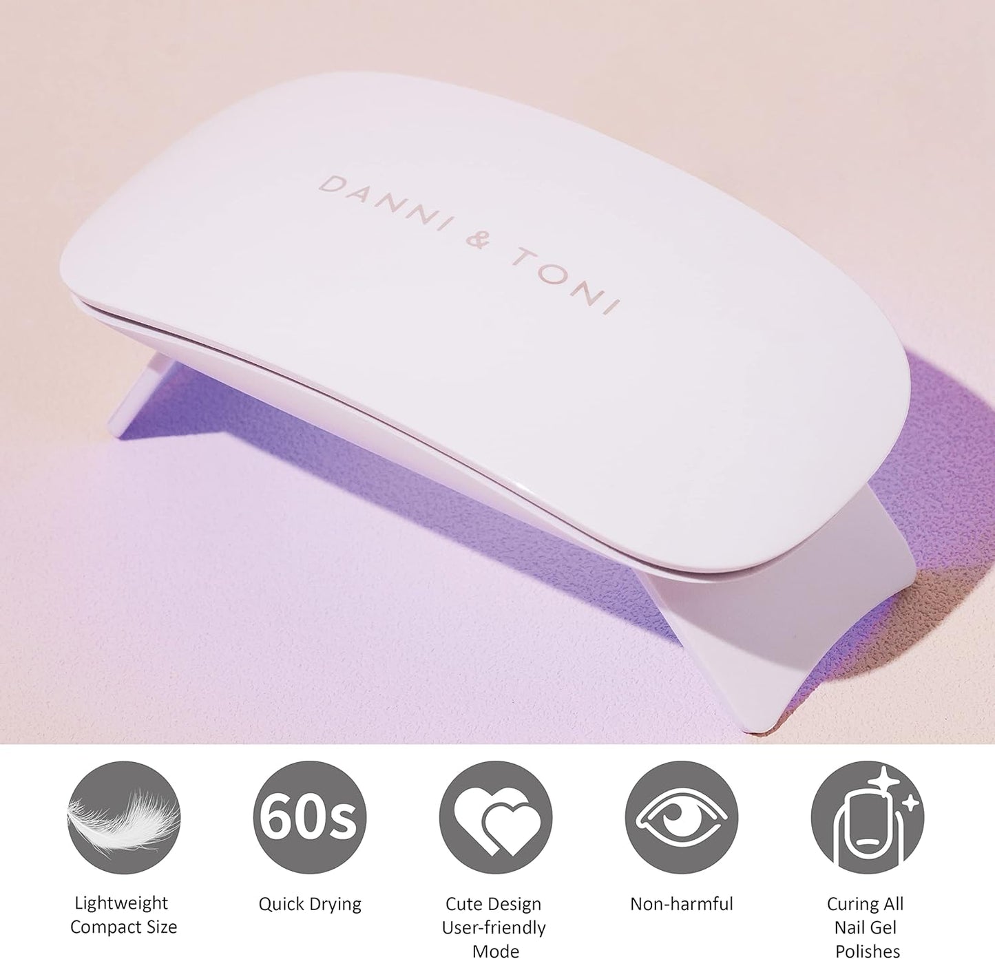 DANNI & TONI UV LED Gel Nail Lamp - Mini Travel Nail Dryer for Gel Polish and Stickers