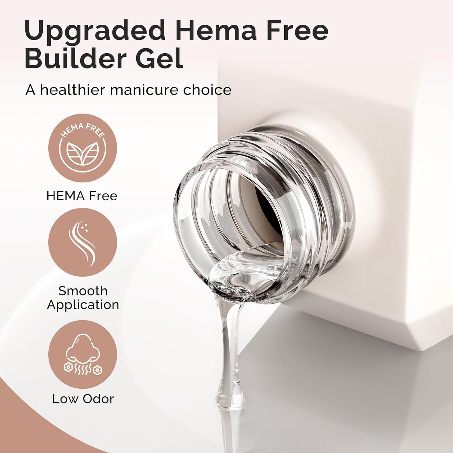 MelodySusie Hema Free Clear Builder Nail Gel for Nails Thickening, Tpo Free, 0.5 Fl Oz, Soak Off UV Extension Gel, Nail Art Design Salon DIY Manicure at Home for Women