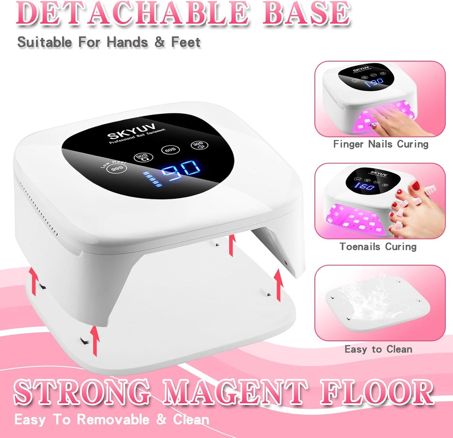 Rechargeable UV LED Nail Lamp, SKYUV Cordless Nail Dryer for Gel Polish, UV Nail Lamp with 4 Timers Setting and LED Touch Screen, Professional Curing Lamp Light with 30 Beads for Salon and Home ﻿