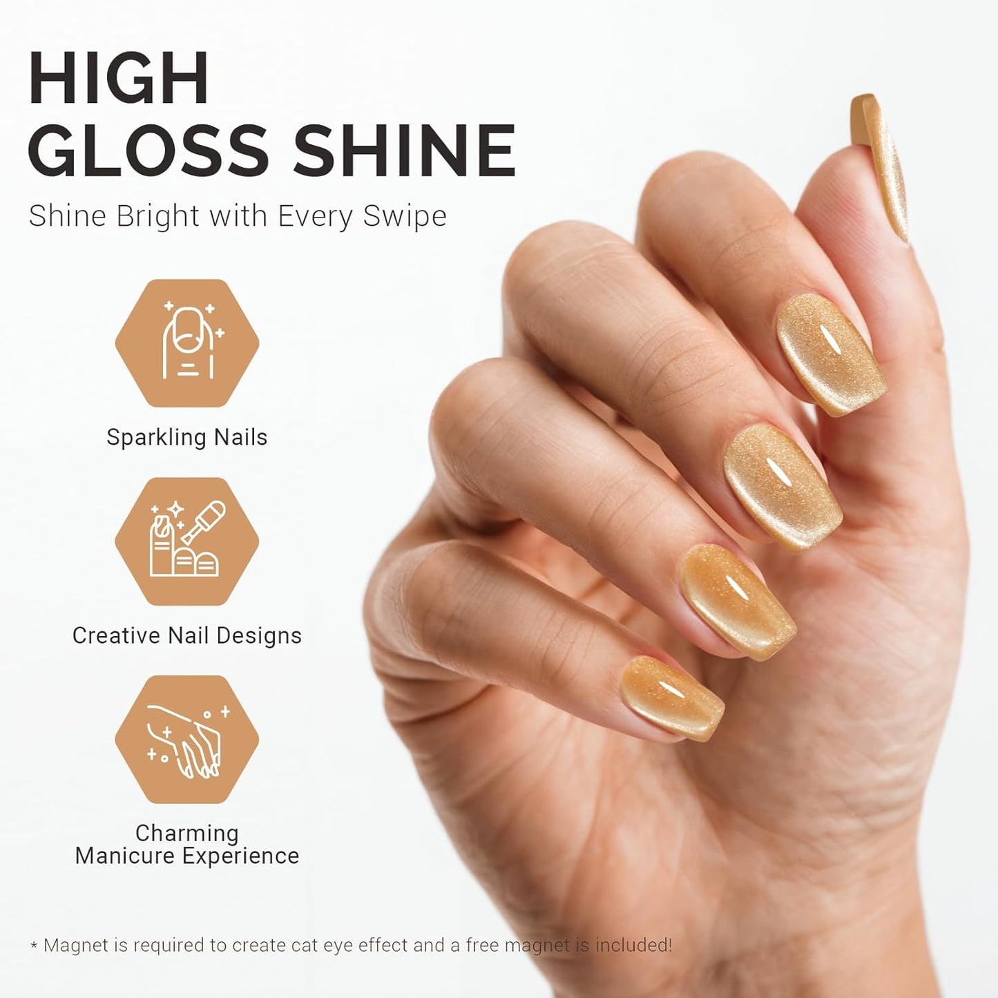 MelodySusie Jeweliver Cat Eye Gel Nail Polish, 0.5 Fl Oz Nude Glitter Holographic Magnetic Nail Polish with Magnet, UV Nail Polish for Nail Art Manicure Salon DIY at Home C40
