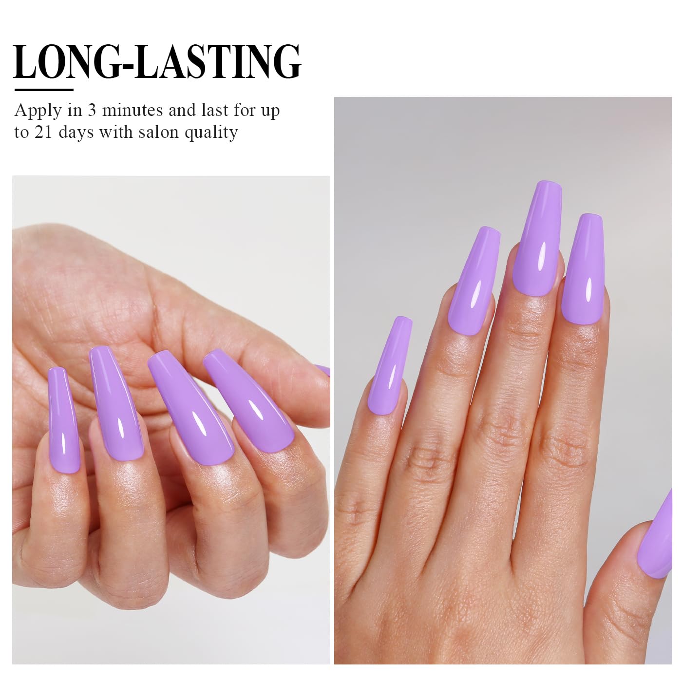 Imtiti Purple Gel Nail Polish, Lilac Purple Gel Polish High Gloss Soak Off UV LED Spring Summer Art Manicure Salon DIY Design 10ML