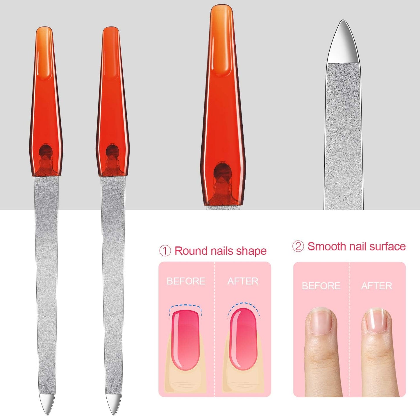 12 Pcs Metal Nail File 6.7 Inch Stainless Steel Nail File Double Sides with Anti Slip Handle Fingernails Toenails Manicure Tool for Woman and Men(Brown)