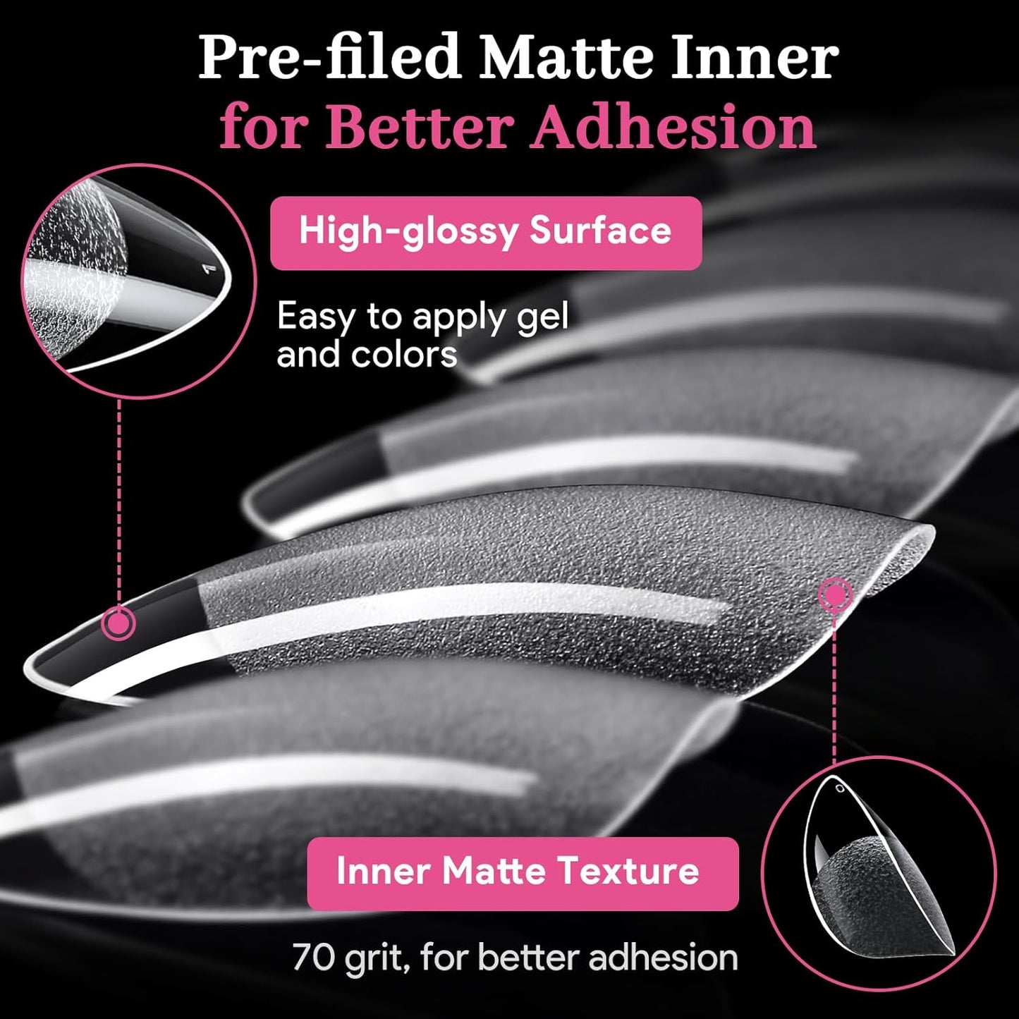 Short Water-drop Fake Nail Tips, 15 Sizes 240 PCS Clear Half Matte Press On False Nail Tips Soft Full Cover Gel Nail Tips Extensions Strong Thick Long Lasting for DIY Beginners & Salon Manicure