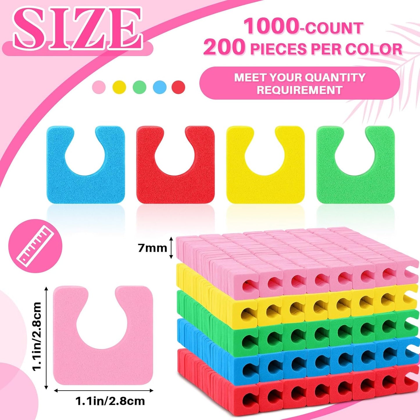 Mumufy 1000 Pcs Individual Toe Separators Bulk Soft Foam Comfortable Pedicure Toe Separators Dividers for Women Men Art Manicure Feet Nail Polish Painting Spa(Multicolor)