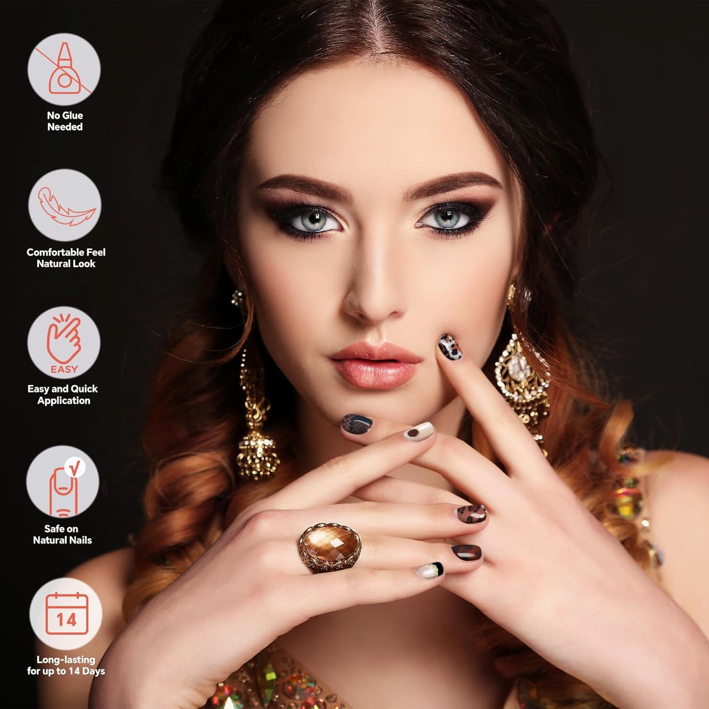 Semi Cured Gel Nail Strips-Salon Quality Semi-Cured Gel Press On Nails Stickers Quick DIY Nail Art Manicure Kits for Women at Home Works with Any UV/LED Lamps(Grace Bloom)