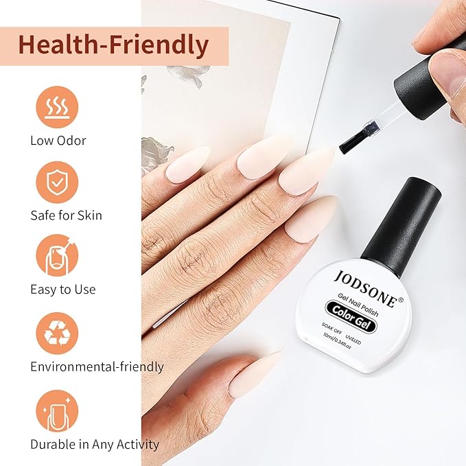 JODSONE Milky White Gel Nail Polish 10ml LED Gel Polish Neutral Nude Nail Color Long-Lasting Chip-Resistant Professional Finish Easy to Apply Need U V Lamp Curing