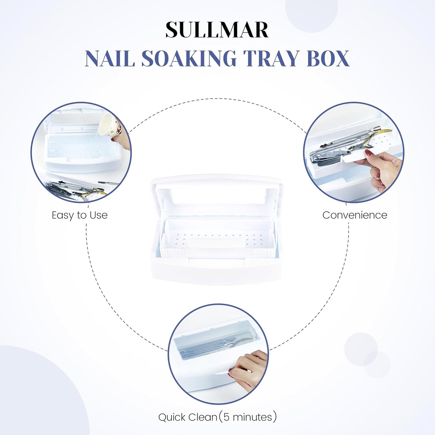 Nail Tool Sterilizers Plastic Nail Art Tray,Clean Box Storage Organizer for Nail,Tweezers, Cutter Manicure Equipment-Nail Art Tool (Purple)