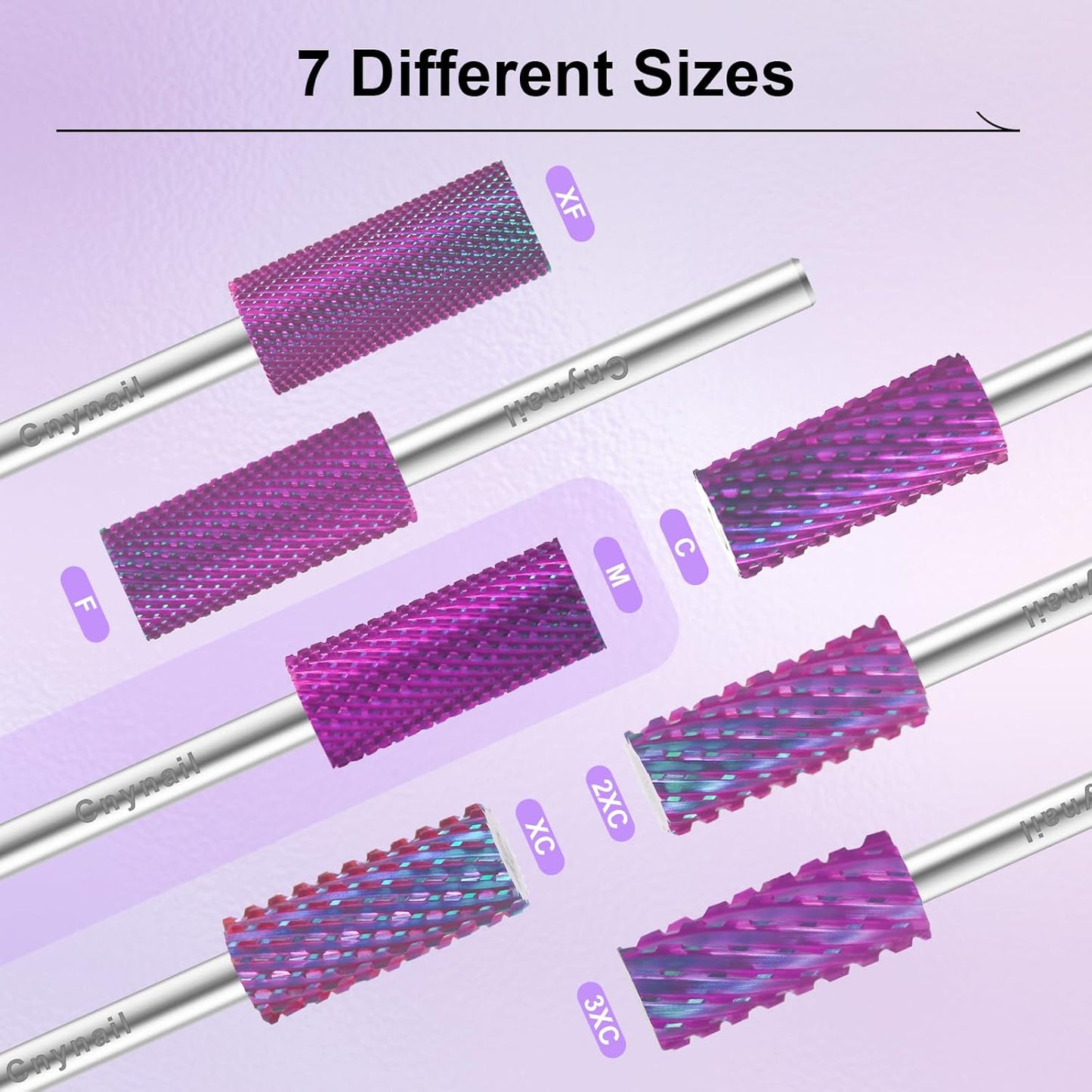 3/32" Small 5.35MM Barrel Bit Tungsten Carbide Nail Drill Bit Safety Bit for Gel & Acrylic Removal, 2- Way Rotating Efile Tip, Salon Electric File Accessory (M Girt, Purple)