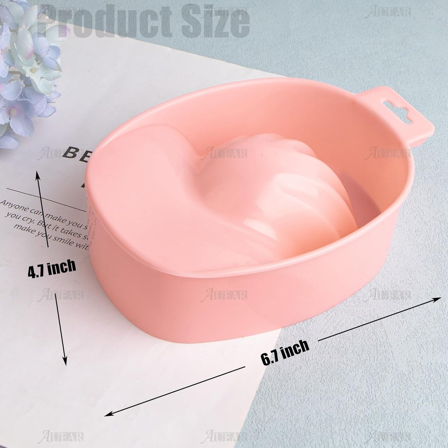 AUEAR, 2 Pack Manicure Bowl Nail Soaking Art Hand Soak Treatment Bowls Tray for SPA Tools (Light Pink)