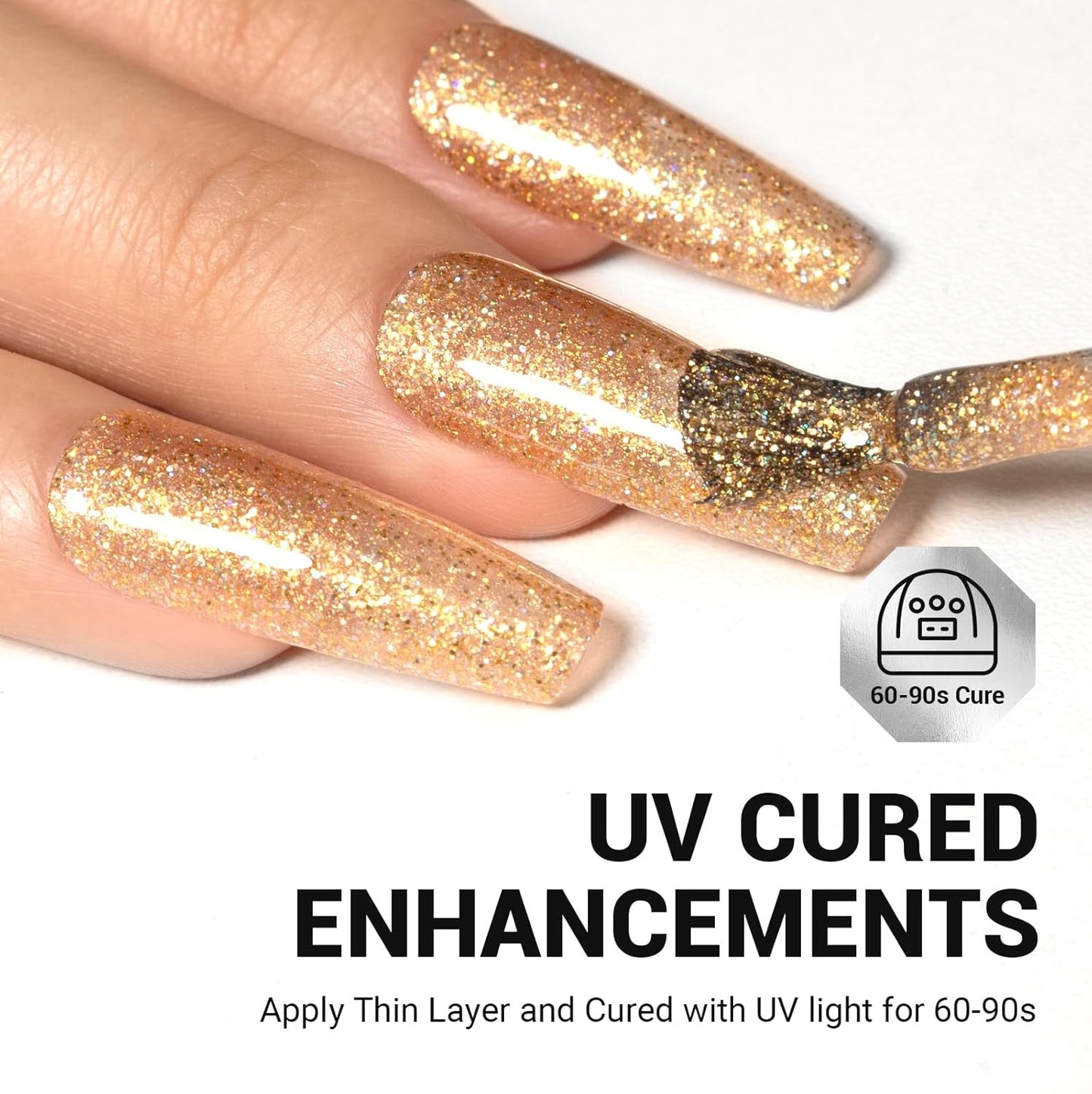 MelodySusie Gold Glitter Gel Nail Polish,0.5 Fl Oz Soak Off UV LED Sparkle Gold Reflective Gel Polish Gift for Women Nail Art Manicure Salon DIY Nail Design Decoration at Home-A1060