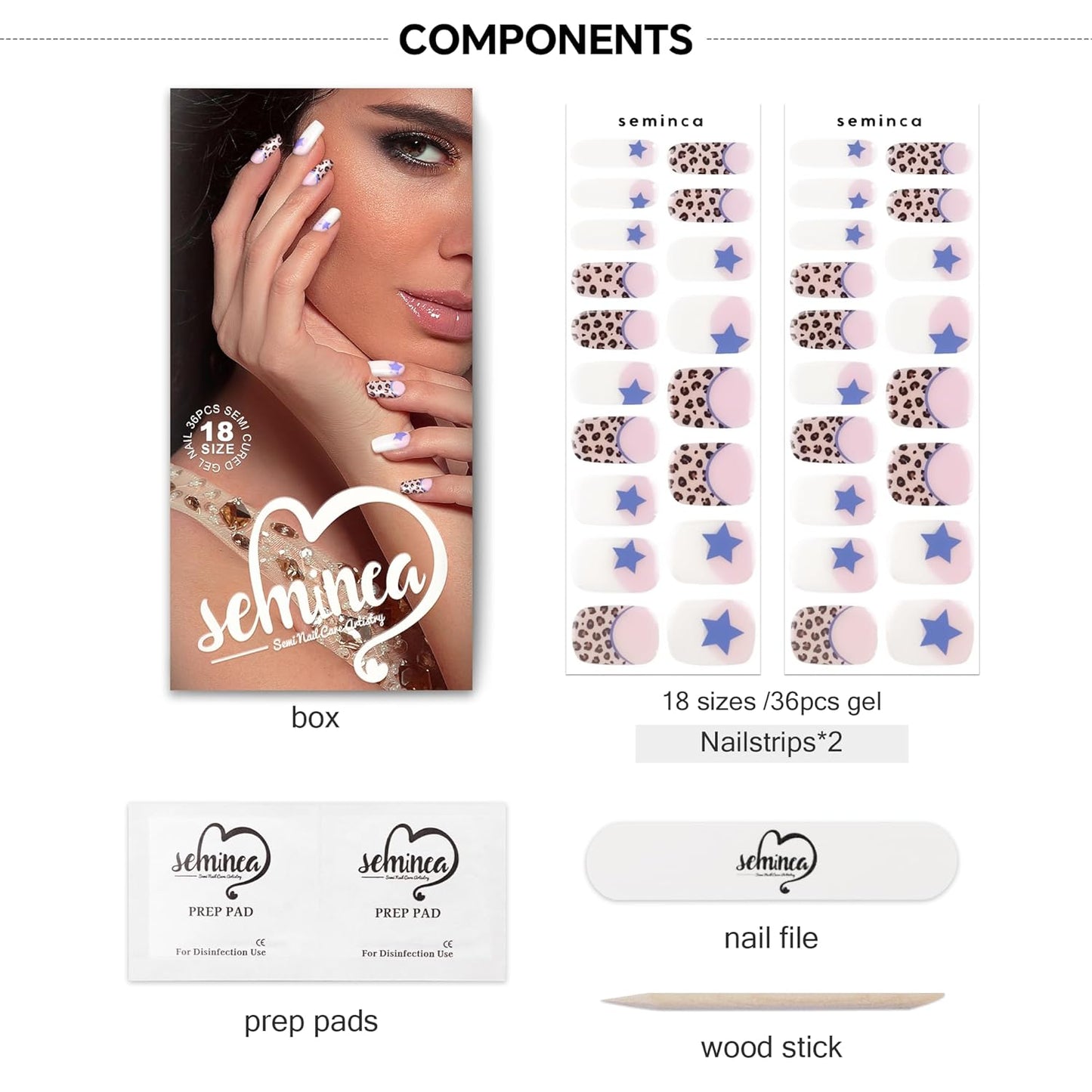 Semi Cured Gel Nail Strips-Salon Quality Semi-Cured Gel Press On Nails Stickers Strengthening Quick DIY Nail Art Manicure Kits for Women at Home(Jungle Constellation)