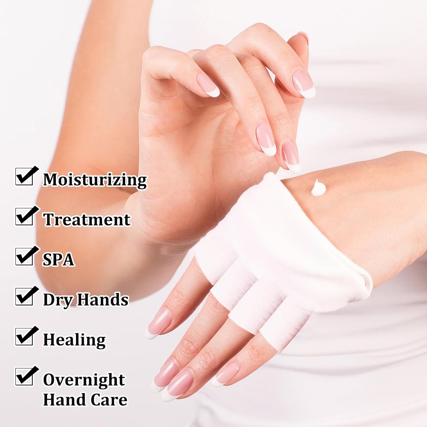 6 Pairs of Cotton Gloves for Dry Hands Sleeping, White Cotton Fingerless Moisturizing Gloves for Women, Fingerless Touchscreen Design for Sleeping Eczema Spa Treatment Overnight Hydration Unisex