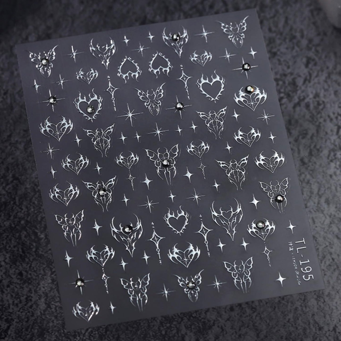 Silver Nail Art Sticker Decals Star Nail Stickers Butterfly and Heart with Design Self Adhesive Nail Decals 5D Embossed Rhinestone Manicure DIY Supply Decoration Accessories for Women