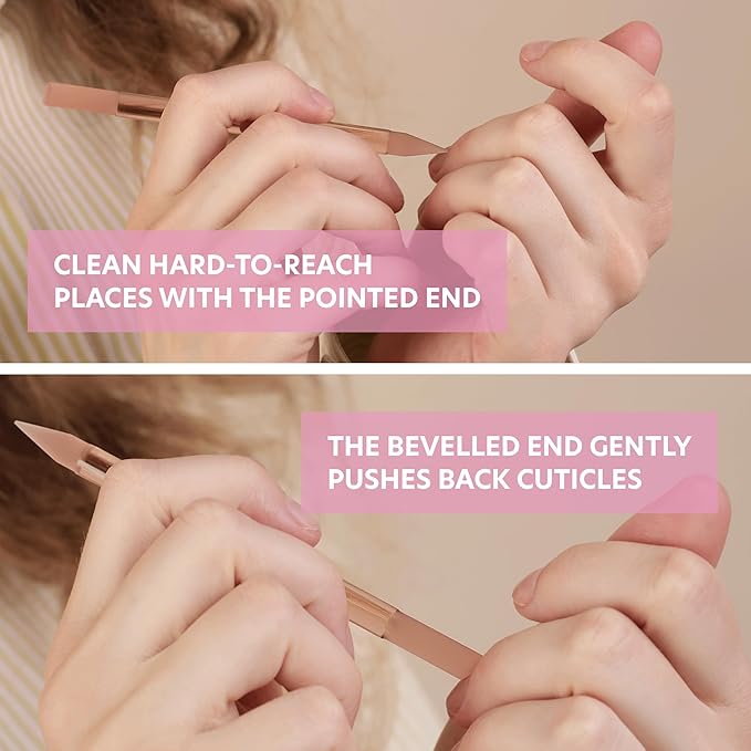 BONA FIDE BEAUTY Glass Cuticle Pusher, 1-Pieces Pink Gentle Czech Manicure Stick for Cuticle Remover, Long-Lasting Double-Sided Reusable Glass Stick