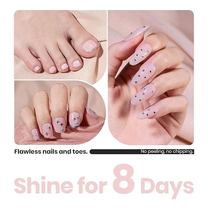Beetles Nail Strengthener Polish - Dreamy Pink Haze Color Nail Polish Fast Drying for Nail Growth and Strengthener Dreamy Pink Haze Holographic Nail Art 15ml