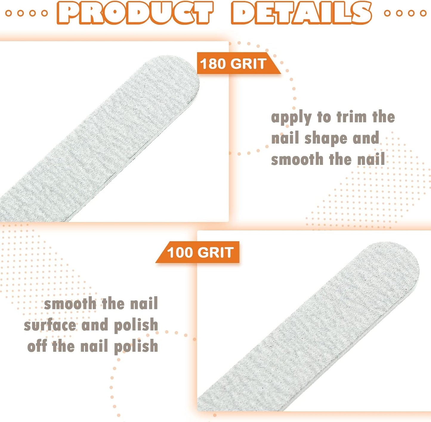 100 Pcs Grit Nail Buffers Files 100/180 Emery Board Double Sided Manicure Pedicure Tool Nail Buffering Files Fingernail Files for Women Men Nails Home Salon Supplies