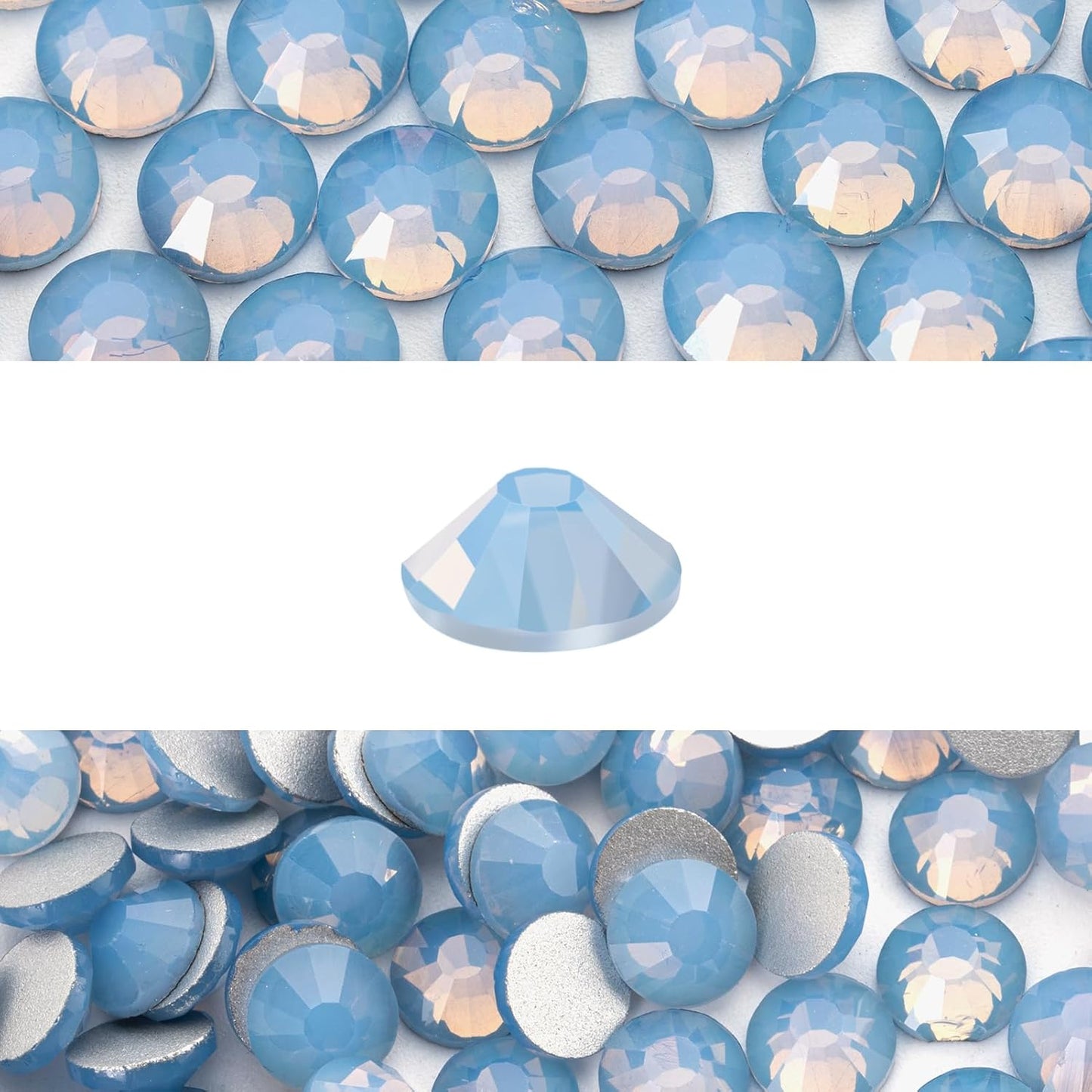 Novani 3000 Pieces Flatback Rhinestones Glass Round Gems Blue Opal Crystals for Nail Art DIY Crafts Clothes Shoes,SS20,4.6-4.8mm