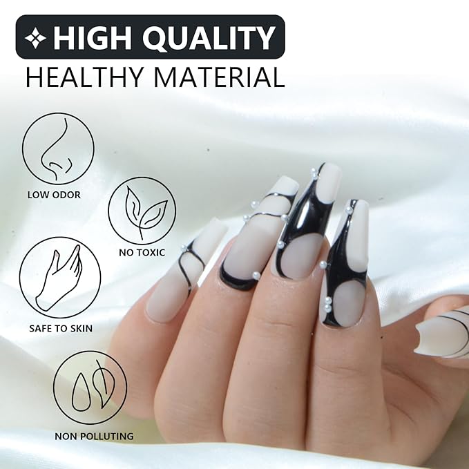 10ML Gel Nail Polish Liner Set - Black White Colors Polish Gel Paint for Swirl Nails Built Thin Nail Art Brush in Pens UV Soak off Gifts for Women