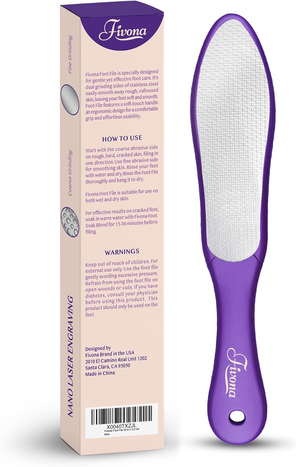 Fivona Foot File - Callus Remover, Double Sided Foot Rasp for Dry Heels, Feet Scrubber for Dead Skin, Foot Scraper for Corn Removal